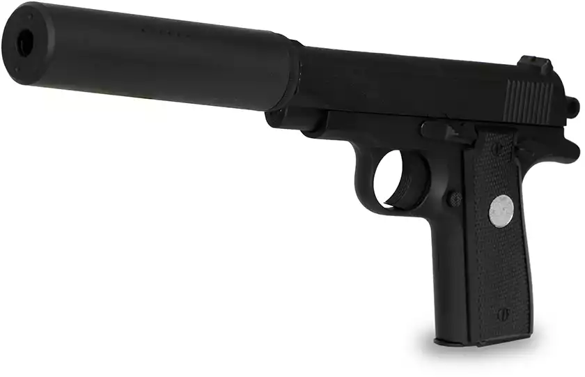 Пистолет металлический Browning mini G.2A 27,5см с глушителем в/к