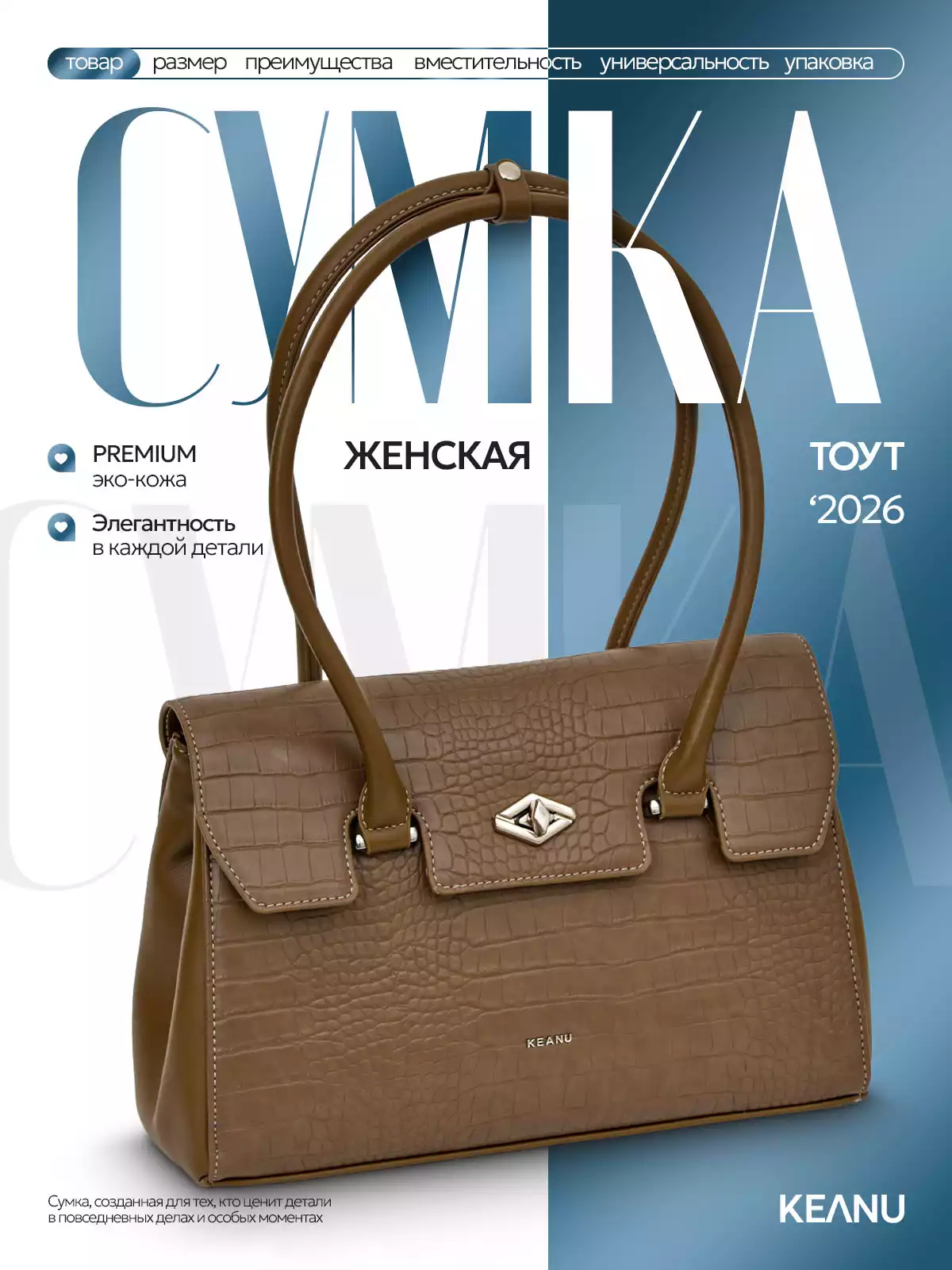 Сумка женская коричневая СМ8319-1 KEANU