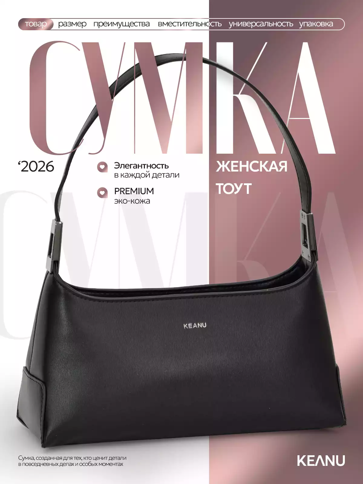 Сумка женская черная СМ8520-1 KEANU