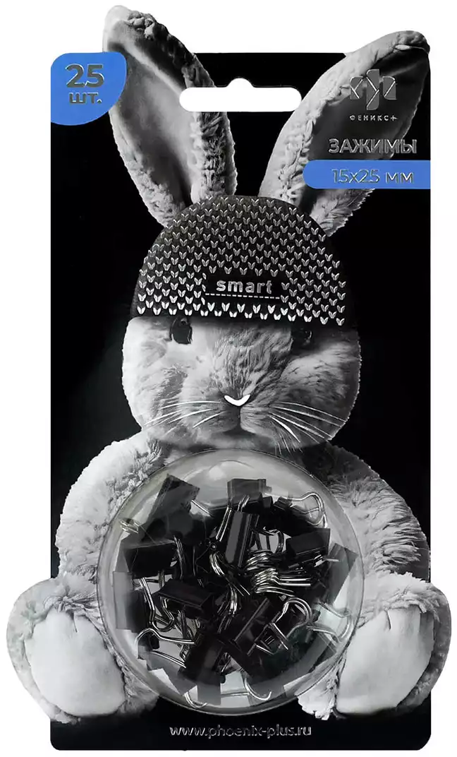 Зажимы канцелярские 15х25мм ЗАЙКА В ШАПОЧКЕ 71497