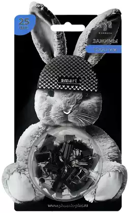 Зажимы канцелярские 15х25мм ЗАЙКА В ШАПОЧКЕ 71497