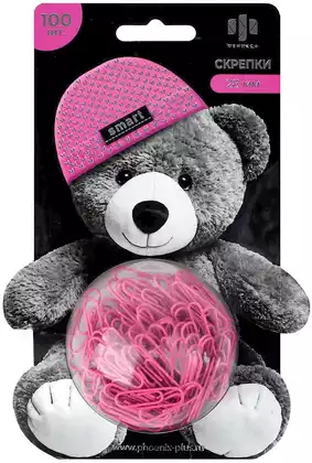 Скрепки канцелярские 28мм МИШКА В ШАПОЧКЕ 71491