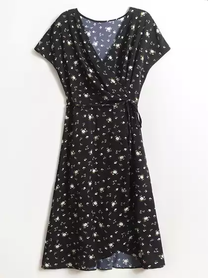 Платье миди с запахом и коротким рукавом KEANU