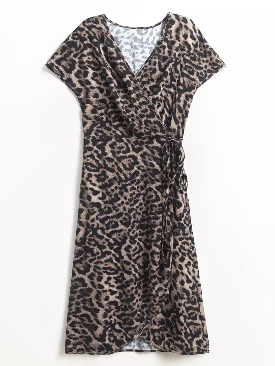 Платье миди с запахом и коротким рукавом KEANU