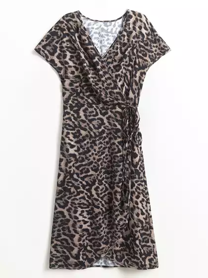 Платье миди с запахом и коротким рукавом KEANU