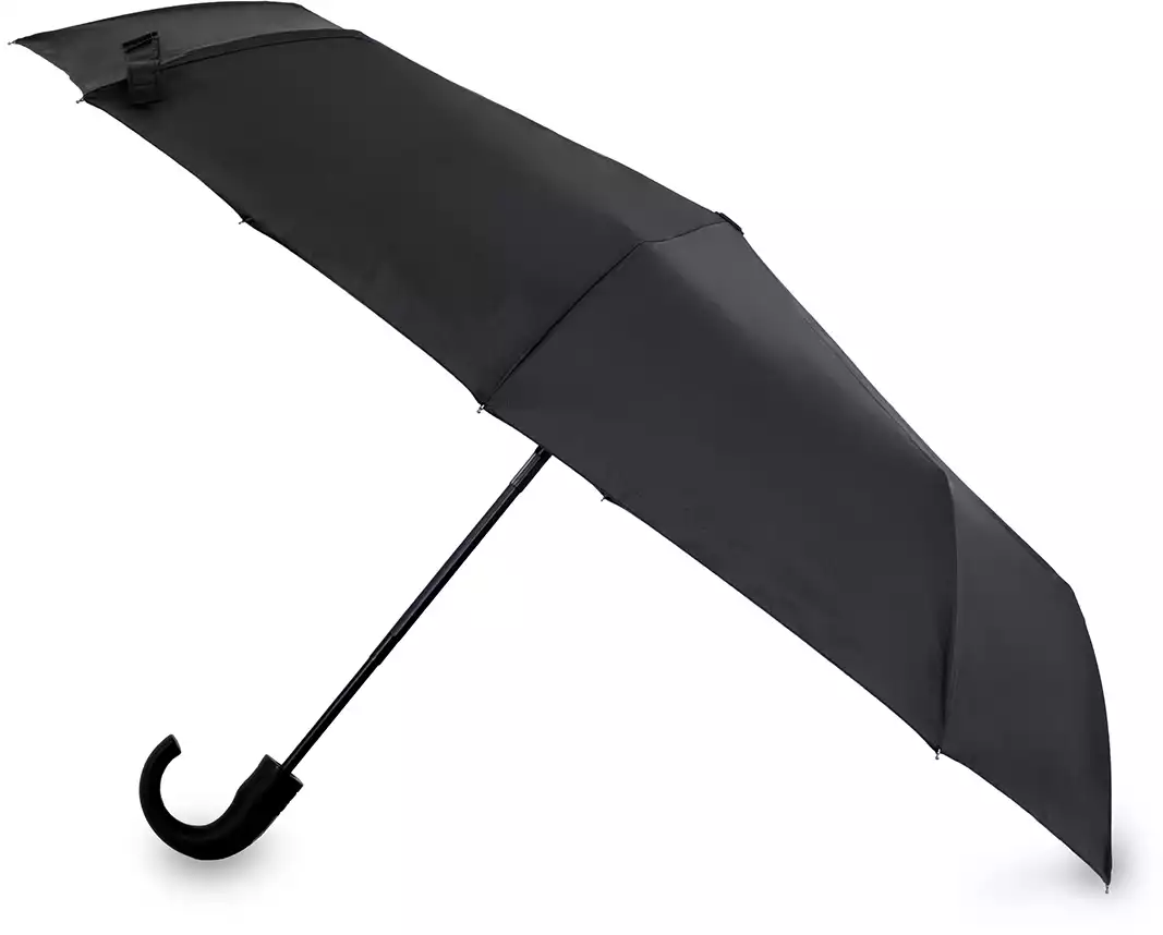 Зонт взрослый черный 058D-8236D с загнутой ручкой