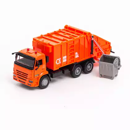 Мод. маш. АВТОПАРК 1:38 КАМАЗ Мусоровоз 9623B свет, звук, инерция Оранжевый