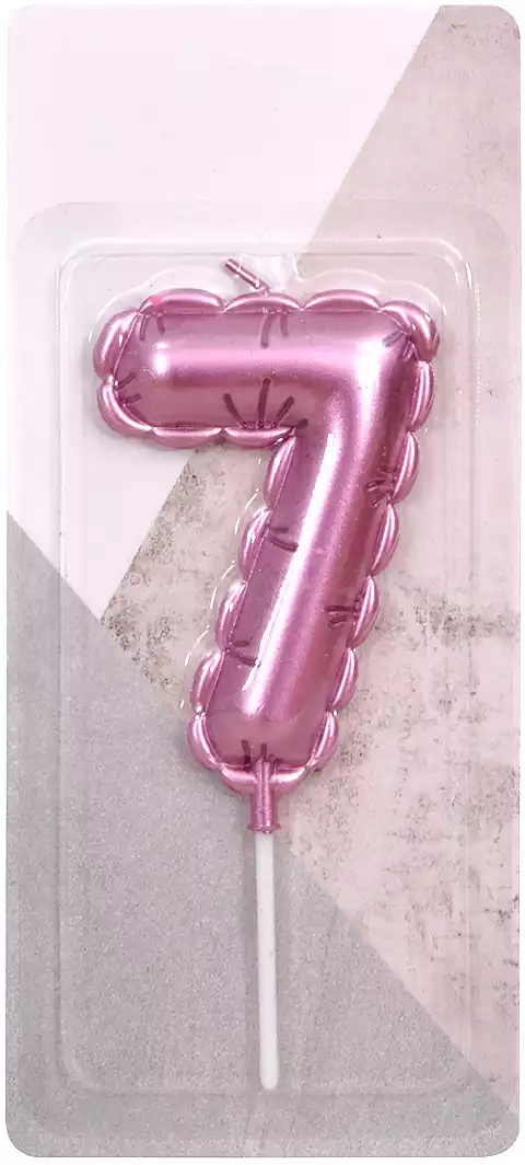 Свеча розовая 14 см. цифра 7