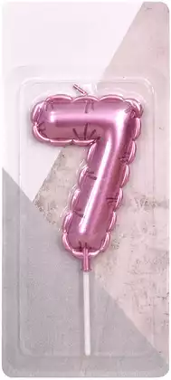 Свеча розовая 14 см. цифра 7
