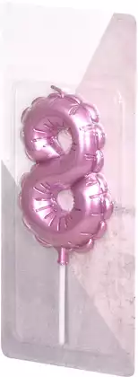 Свеча розовая 14 см. цифра 8