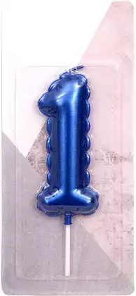 Свеча синяя 14 см.цифра 1