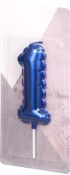 Свеча синяя 14 см.цифра 1