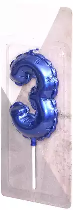 Свеча синяя 14 см.цифра 3