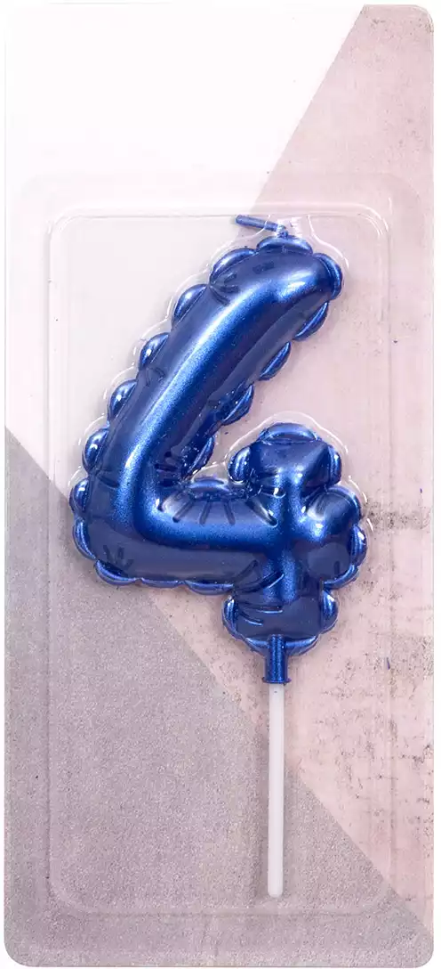 Свеча синяя 14 см.цифра 4