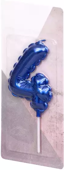 Свеча синяя 14 см.цифра 4