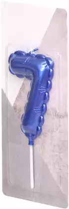 Свеча синяя 14 см.цифра 7