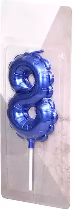 Свеча синяя 14 см.цифра 8