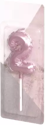 Свеча розовая 12 см. цифра 2