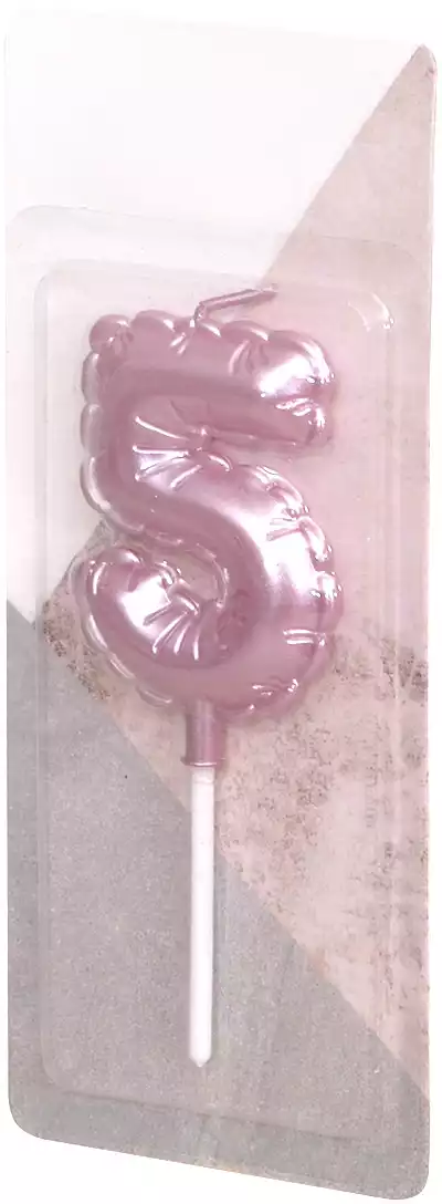 Свеча розовая 12 см. цифра 5