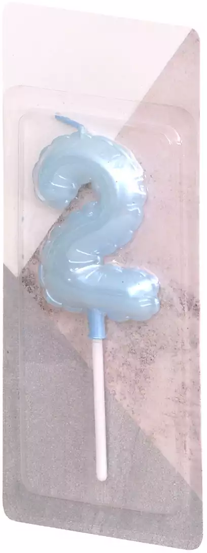 Свеча синяя 12 см цифра 2