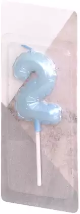 Свеча синяя 12 см цифра 2