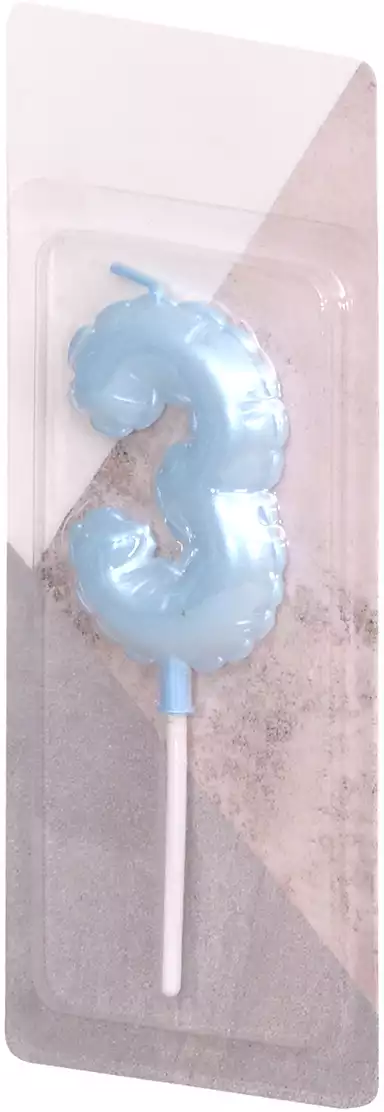 Свеча синяя 12 см цифра 3