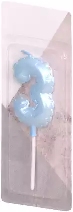 Свеча синяя 12 см цифра 3