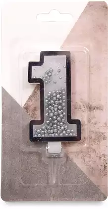 Свеча серебряная 9,7 см. цифра 1