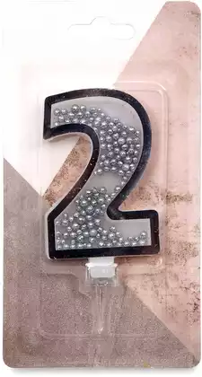 Свеча серебряная 9,7 см. цифра 2