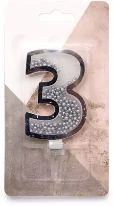 Свеча серебряная 9,7 см. цифра 3