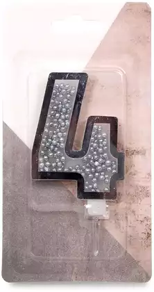 Свеча серебряная 9,7 см. цифра 4