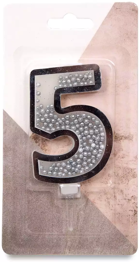 Свеча серебряная 9,7 см. цифра 5