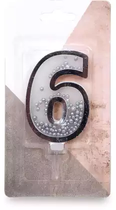 Свеча серебряная 9,7 см. цифра 6