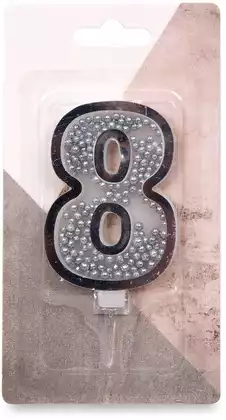 Свеча серебряная 9,7 см. цифра 8