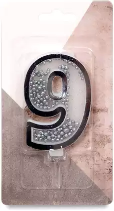 Свеча серебряная 9,7 см. цифра 9