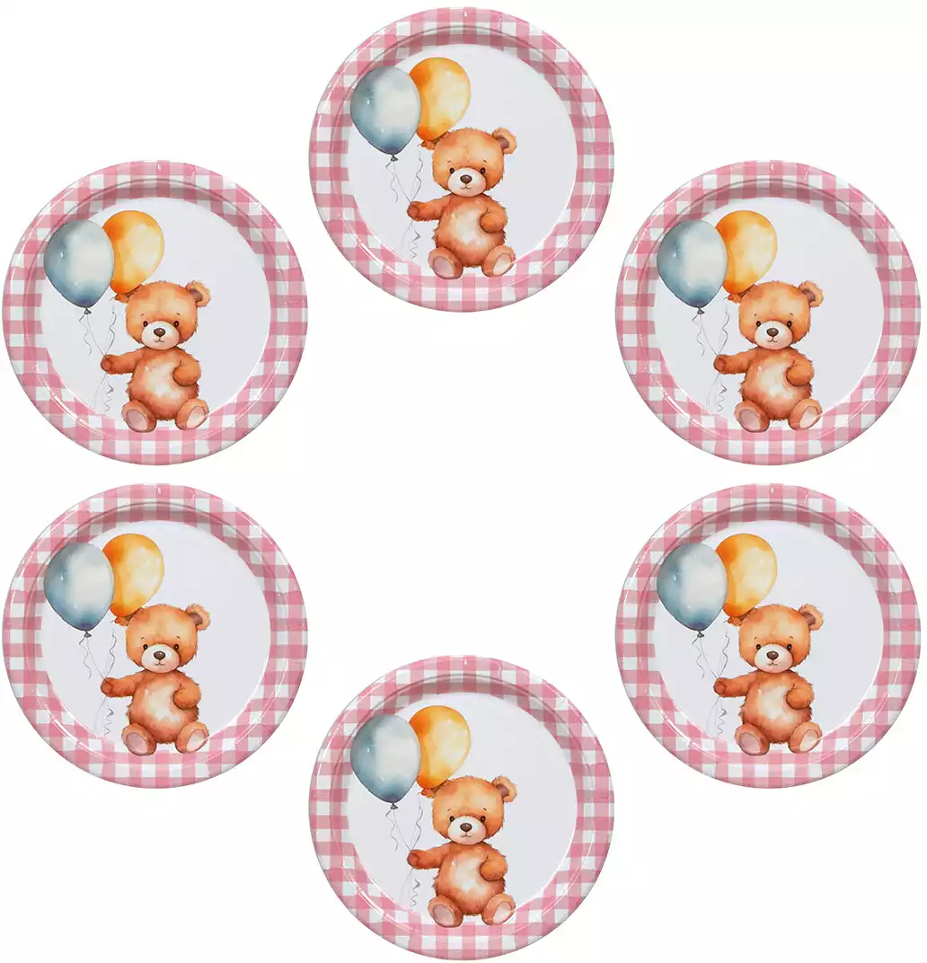 Набор тарелок розовый Мишка (23 см) 6 шт