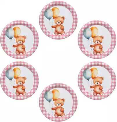 Набор тарелок розовый Мишка (23 см) 6 шт