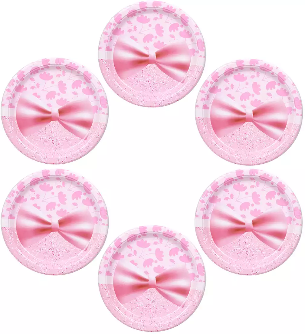 Набор тарелок розовый бант (23 см) 6 шт