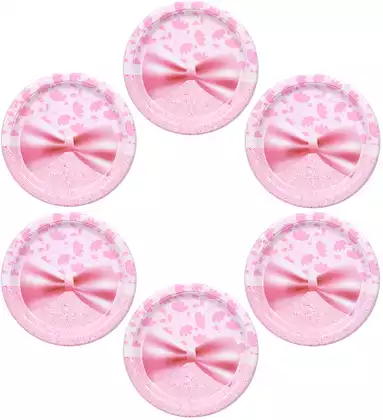 Набор тарелок розовый бант (23 см) 6 шт