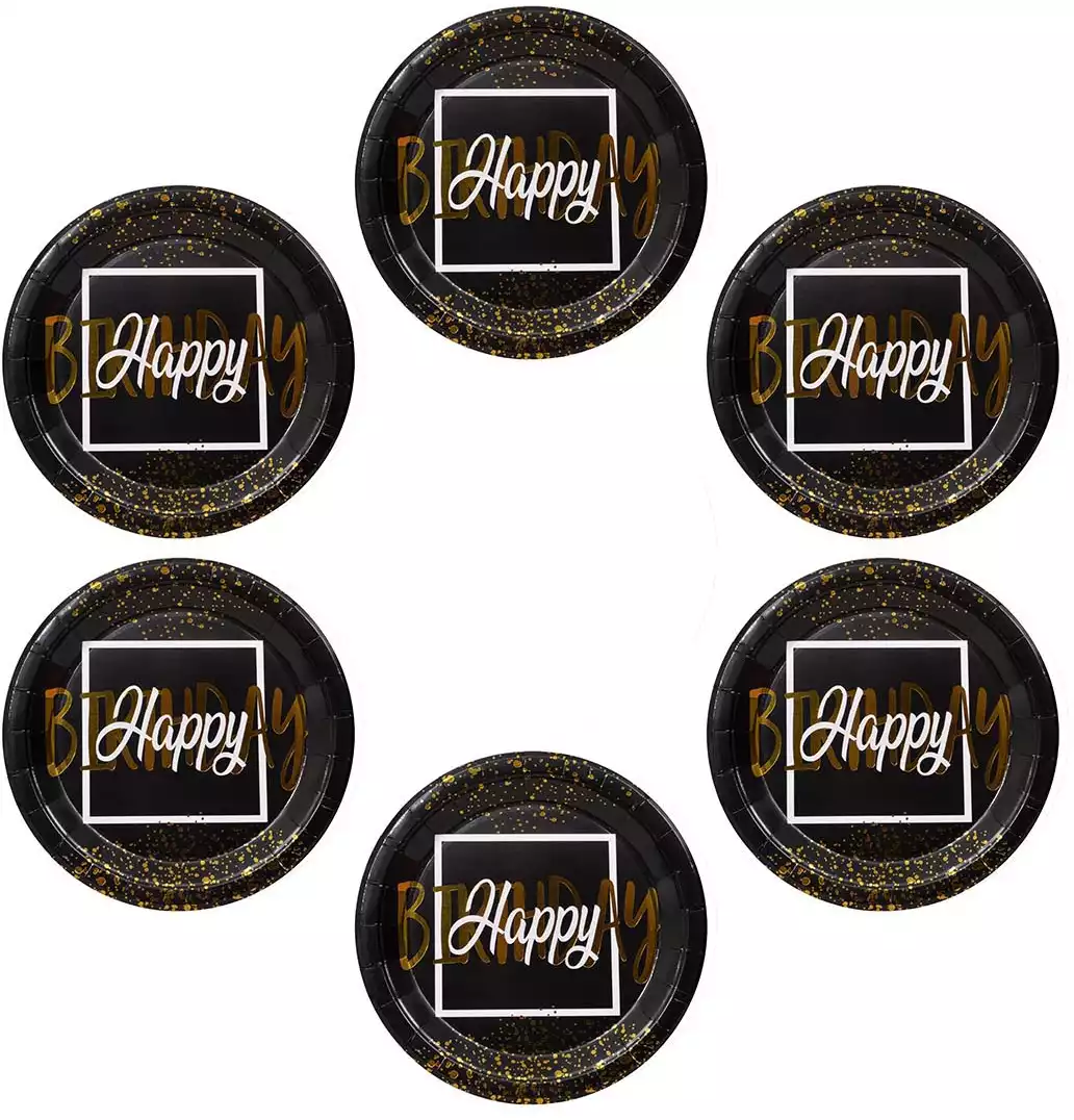 Набор тарелок черное золото (23 см) 6 шт