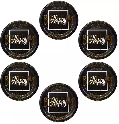 Набор тарелок черное золото (23 см) 6 шт