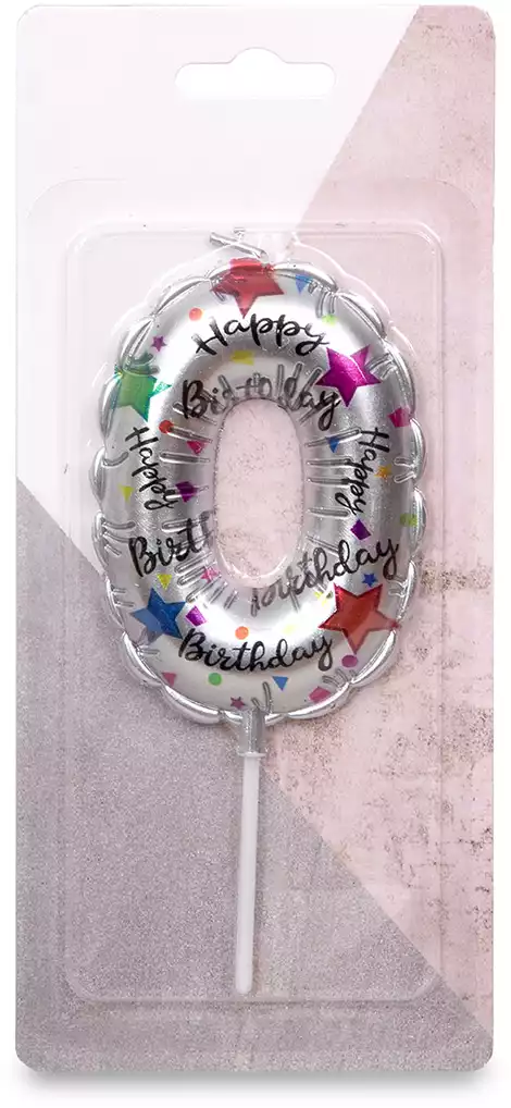 Свеча серебро цифра 0