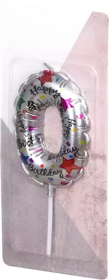 Свеча серебро 13 см цифра 0