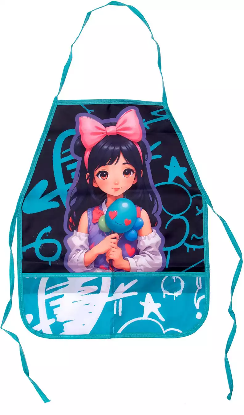 Фартук для труда с карманом, печать на ткани 490/390 ФДТ-3, ДЕВОЧКА НА ПРАЗДНИКЕ