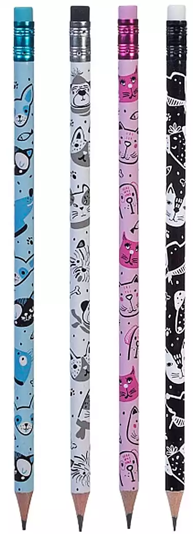Карандаш чернографитный HB Cats&Dogs с ластиком 093380