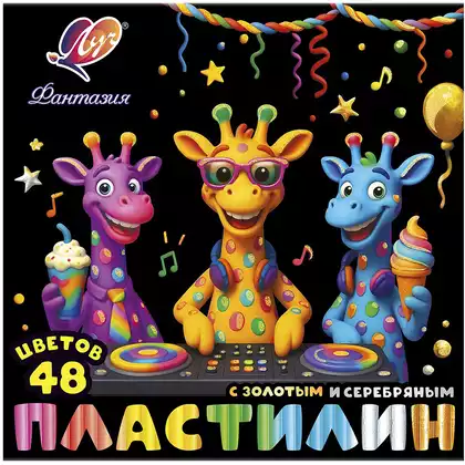 Пластилин 48 цв Фантазия Луч классич + пастель + зол + сереб 35С 2323-08