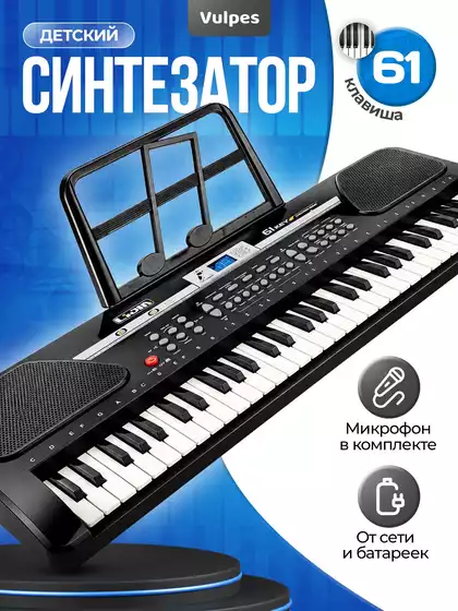 Синтезатор 328-11, 61 кл, 61 см., ЖК дисплей, микрофон, от сети, в/к