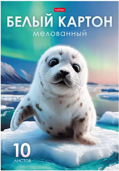 Картон Белый мелованный 10л А4 Снежный малыш в папке 094737