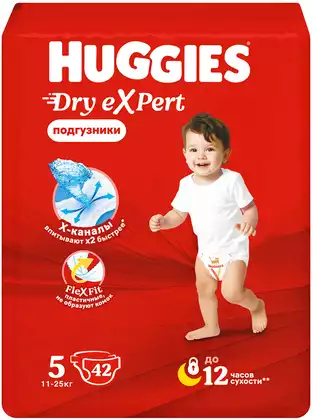 Подгузники Huggies Dry Expert размер 5 XL (11-25 кг) 42 шт 592350