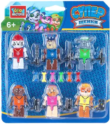 Фигурки для конструктора Супер щенки-6 шт. 18270-YF Город мастеров